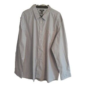 Kenneth Cole Shirt Men's XXL White Blue Stripe Long Sleeve New without Tag